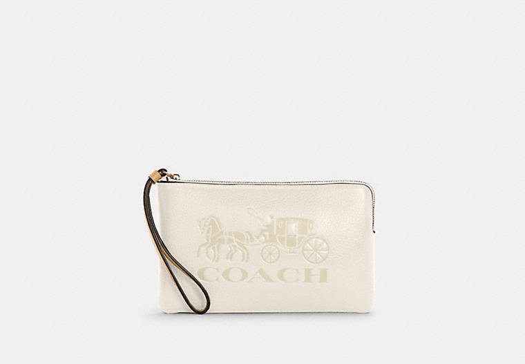 Large Corner Zip Wristlet With Horse And Carriage