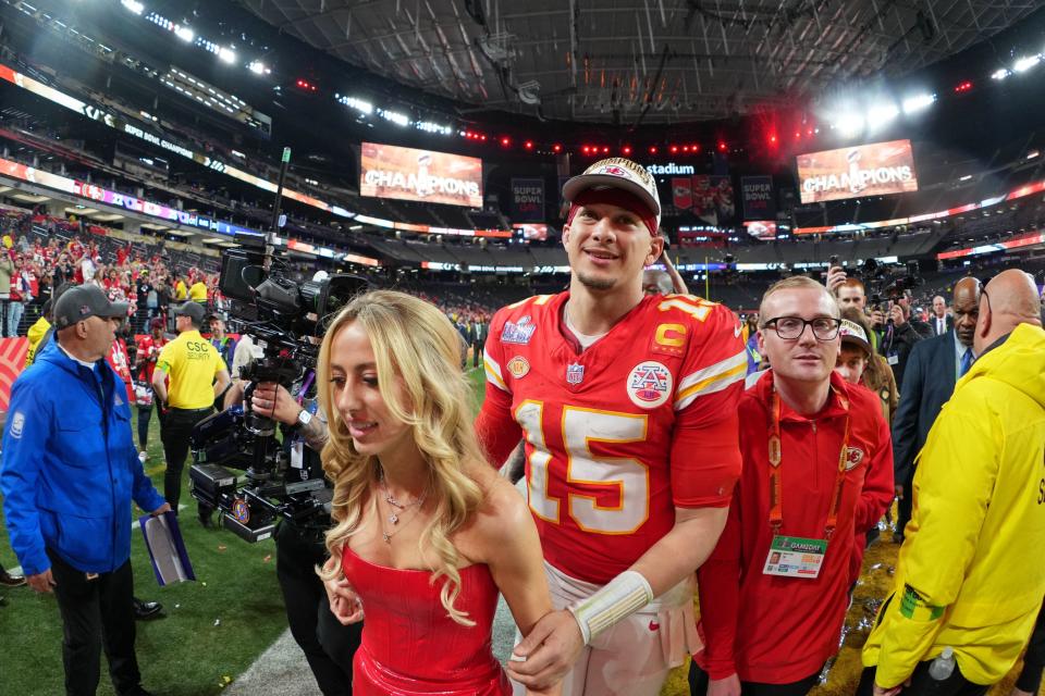 Brittany Mahomes (left) and husband Patrick Mahomes (center) have two children.