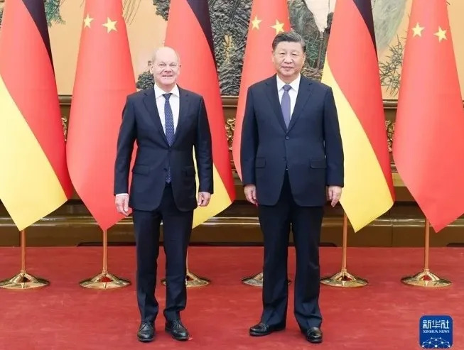 德國總理蕭茲於 4 日到訪中國&nbsp;&nbsp;&nbsp;圖：翻攝自新華網（資料照）