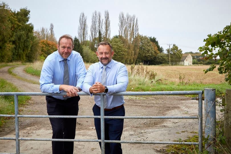 Beal Homes Chief Executive Richard Beal, right, and Land Director Chris Murphy at the site in Immingham where the family-owned based housebuilder has secured full planning approval for a new community of 525 homes.