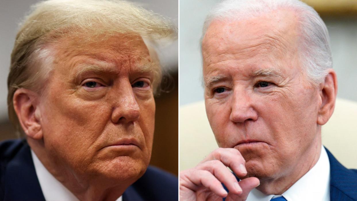 Split image of former President Trump and President Biden