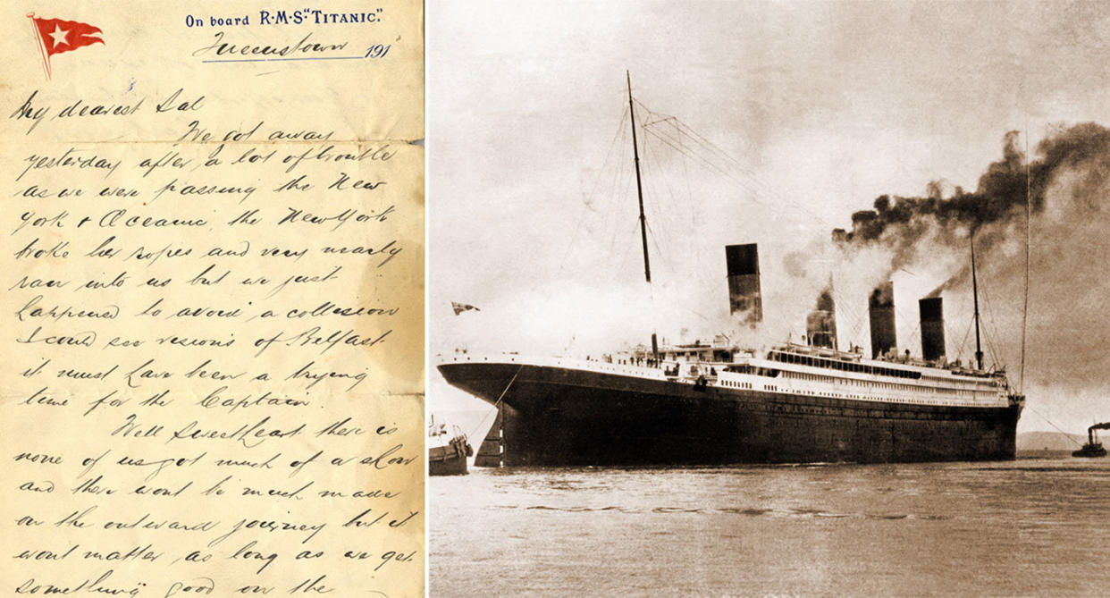 The letter was written on board the titanic days before it collided with an iceberg. (PA/Getty)