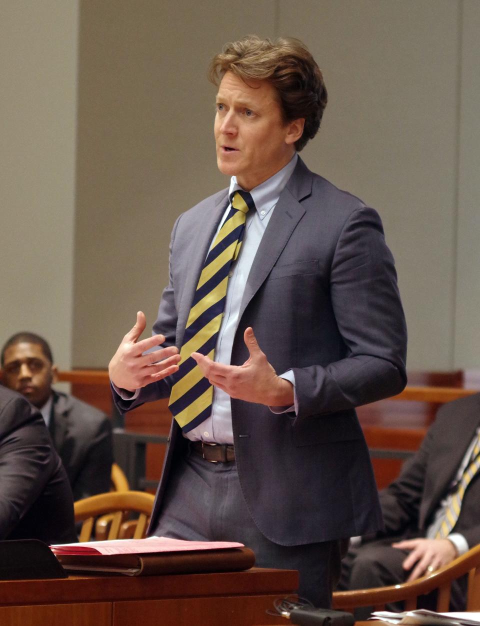 Assistant District Attorney Alexander Zane speaks at the arraignment of Kahmari T. Price, 17, in Brockton District Court on Monday, April 1, 2024, in the fatal shooting in Brockton of Mark A. Boyd of Quincy on Feb. 26, 2023.