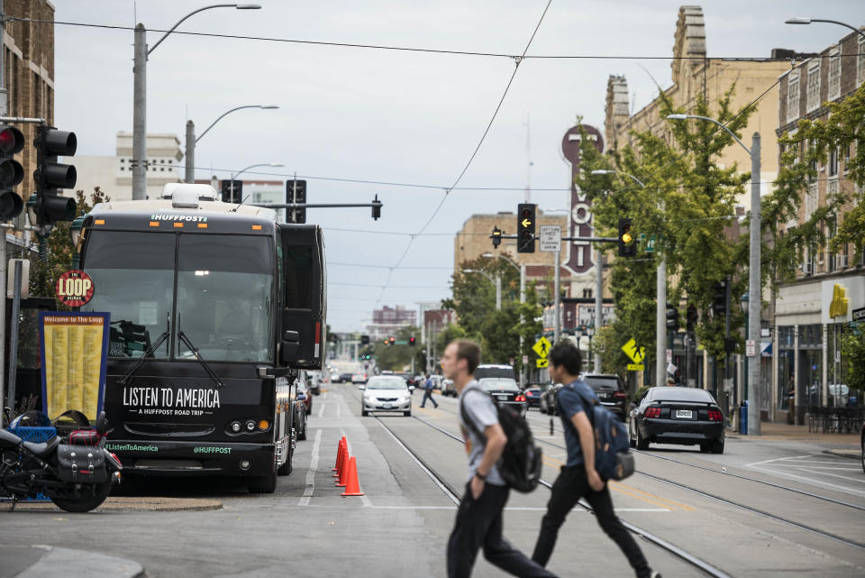 The HuffPost bus at The Loop.