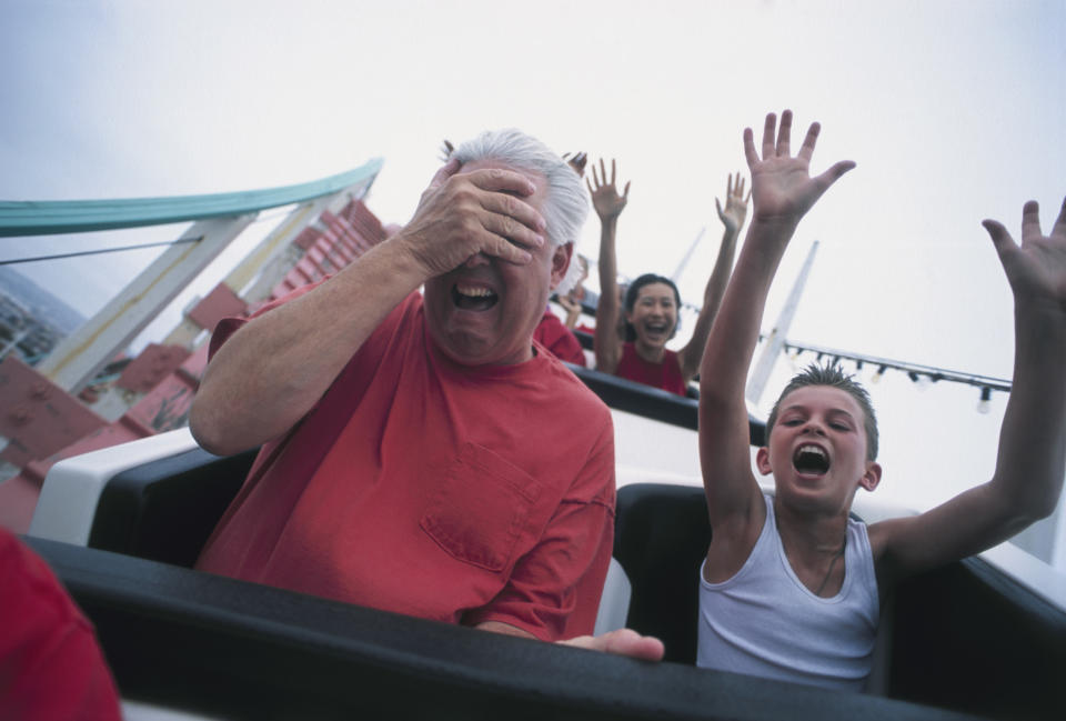 Man with Son on Rollercoaster