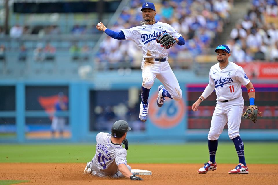 Dodgers shortstop Mookie Betts leads the National League in bWAR so far this year.