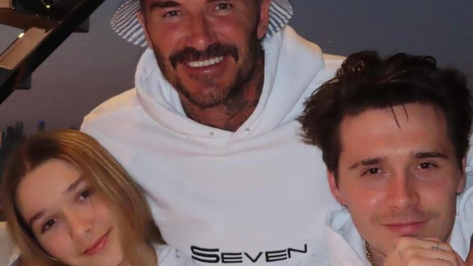 david beckham with daughter harper and son brooklyn