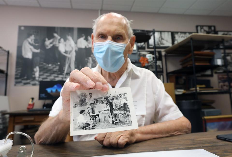 Elwood Ennis, 87, of Bardonia holds a photo from 1950 when he was a polio patient at Helen Hayes Rehabilitation Hospital in West Haverstraw. Friday, August 5, 2022.