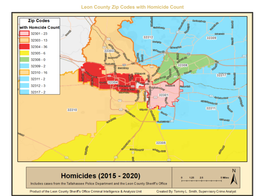 Data visualized by the Leon County Sheriff's Office in its report on homicides in Leon County from 2015-2020.