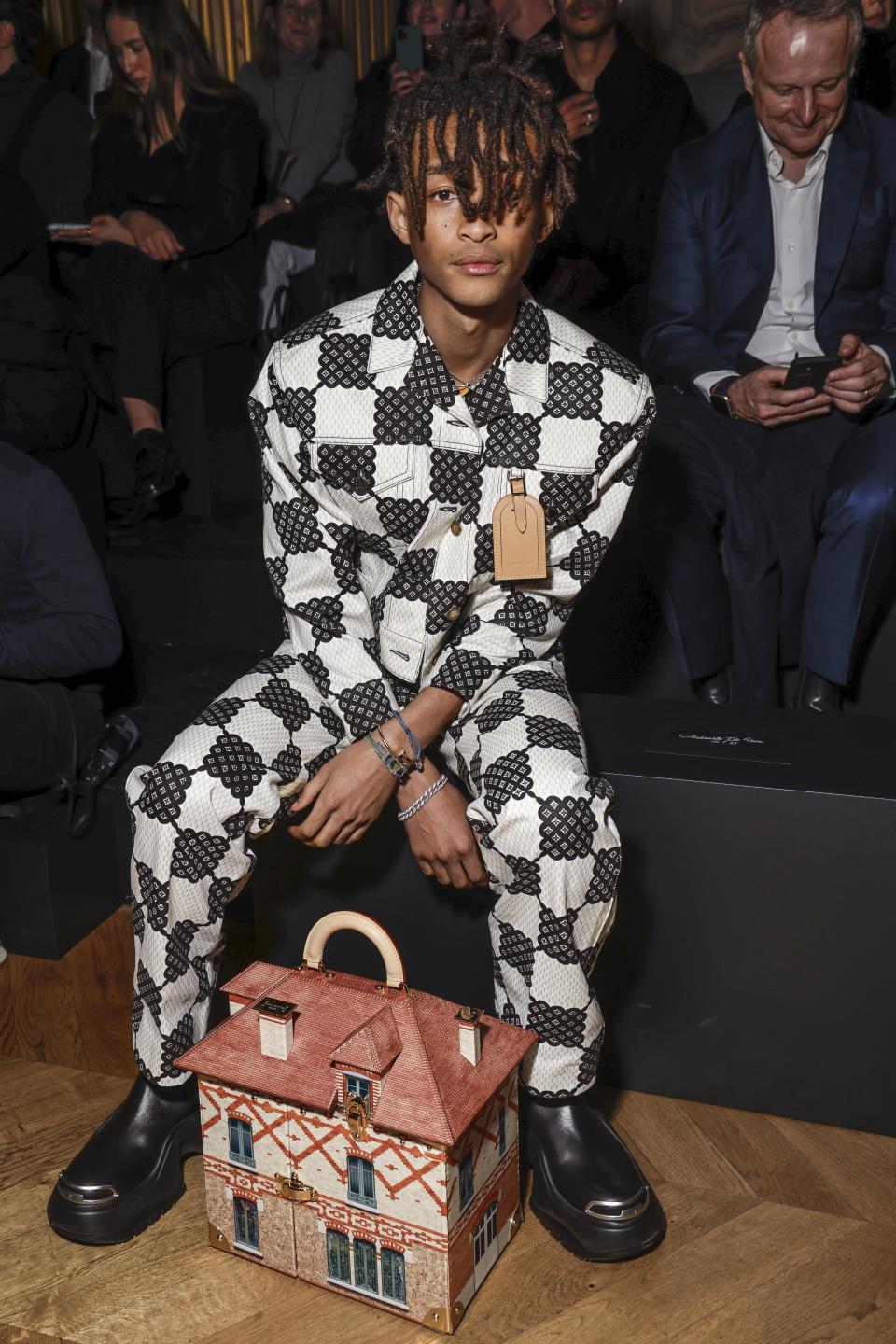 Jaden Smith attends the Louis Vuitton Fall/Winter 2023-2024 ready-to-wear collection presented Monday, March 6, 2023 in Paris. (Vianney Le Caer/Invision/AP)