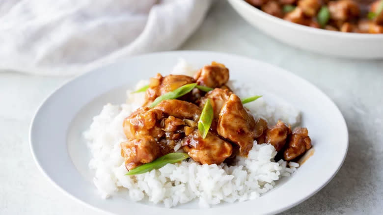 Bourbon chicken with rice