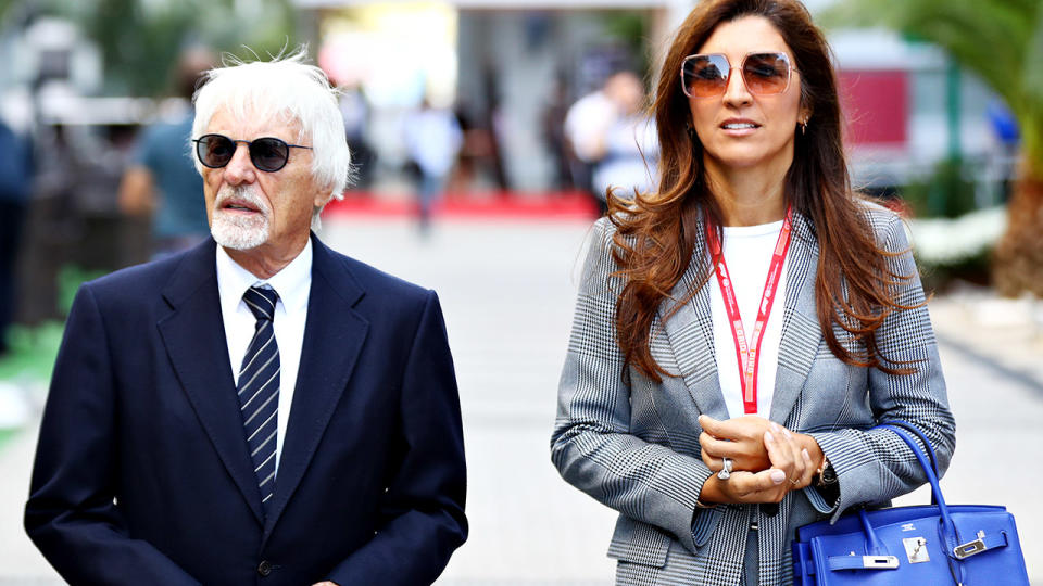 Bernie Ecclestone and wife Fabiana, pictured here at the Russian Grand Prix in 2019.