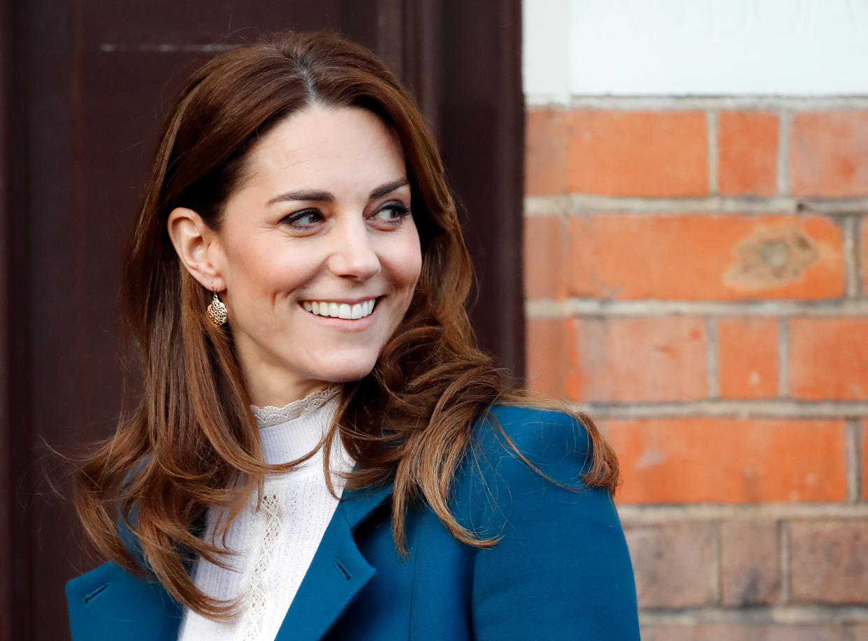 LONDON, UNITED KINGDOM - JANUARY 29: (EMBARGOED FOR PUBLICATION IN UK NEWSPAPERS UNTIL 24 HOURS AFTER CREATE DATE AND TIME) Catherine, Duchess of Cambridge visits LEYF (London Early Years Foundation) Stockwell Gardens Nursery & Pre-School on January 29, 2020 in London, England. The visit follows the launch last week by The Duchess of the survey '5 Big Questions on the Under Fives'.  (Photo by Max Mumby/Indigo/Getty Images)