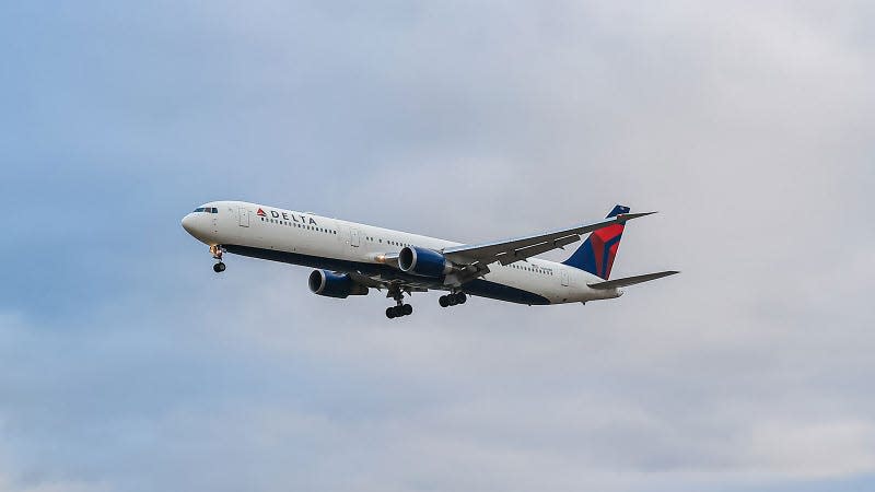 A photo of a Delta Boeing 767 aircraft. 