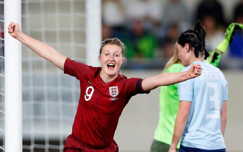  Ellen White of England celebrates after scoring their side's first goal during the FIFA Women's World Cup 2023 Qualifier group D match between Luxembourg and England at the Luxembourg National Stadium on September 21, 2021 in Luxembourg, Luxembourg.  - GETTY IMAGES