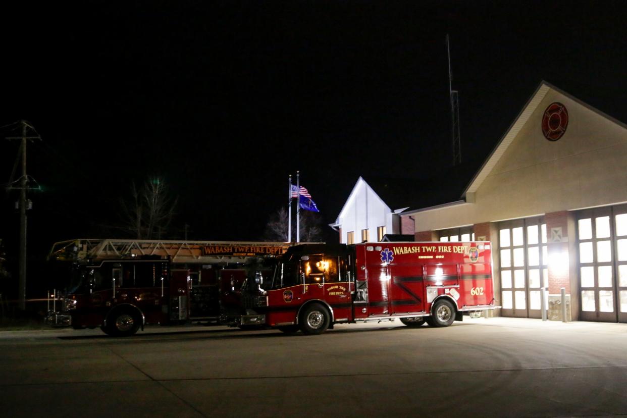 A pair of fire engines sits outside the Wabash Township Fire Department Station no. 1, Monday, Dec. 21, 2020 in West Lafayette.