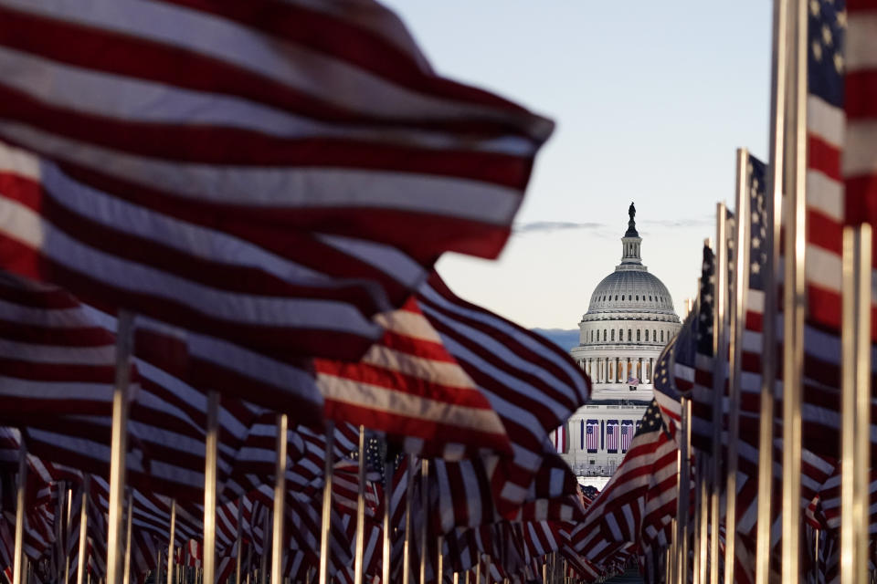 Flags covered the National Mall for the inauguration. (Photo: Julio Cortez/Associated Press)