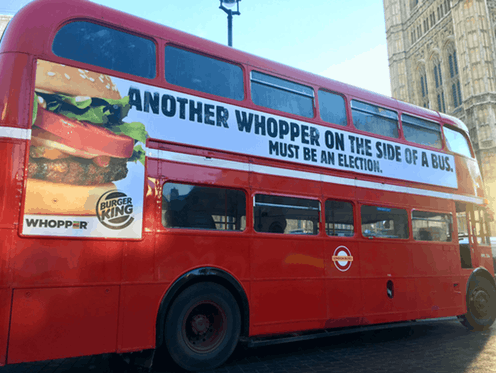 <span class="caption">Cynicism (with a tinge of humour) on the rise in the 2019 UK general election.</span> <span class="attribution"><span class="source">Burger King</span></span>