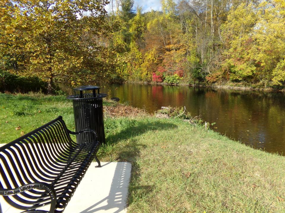 Benches, trash receptacles, a walkway and restroom accompany the boat ramp at the new White Mills Lackawaxen River access, being dedicated Oct. 27.