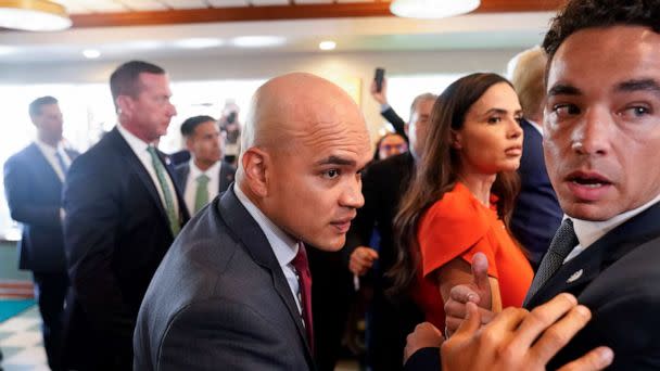 PHOTO: Former President Donald Trump's valet Walt Nauta visits Versailles restaurant with Trump, June 13, 2023, in Miami. (Alex Brandon/AP)