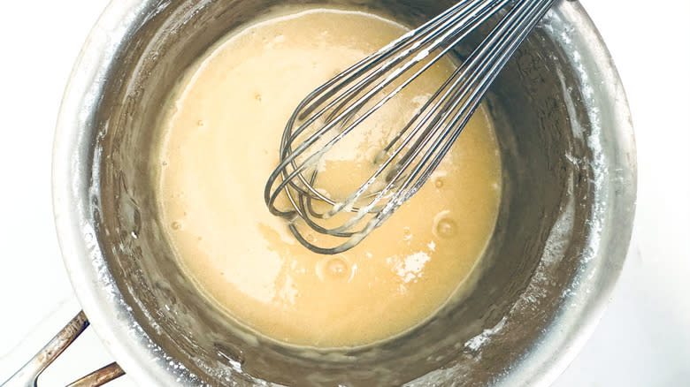 glaze and whisk in saucepan