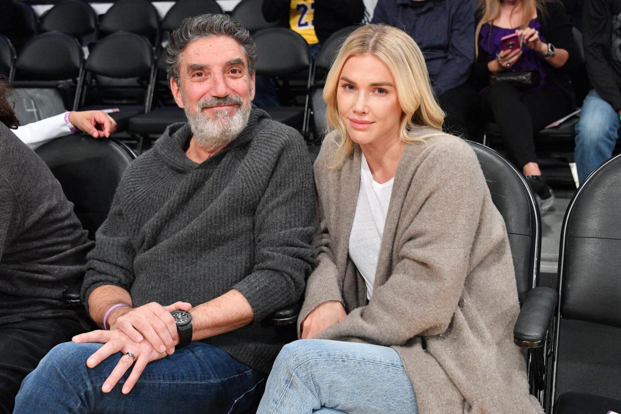 LOS ANGELES, CALIFORNIA - FEBRUARY 25: Chuck Lorre and Arielle Mandelson attend a basketball game between the Los Angeles Lakers and the New Orleans Pelicans at Staples Center on February 25, 2020 in Los Angeles, California. (Photo by Allen Berezovsky/Getty Images)