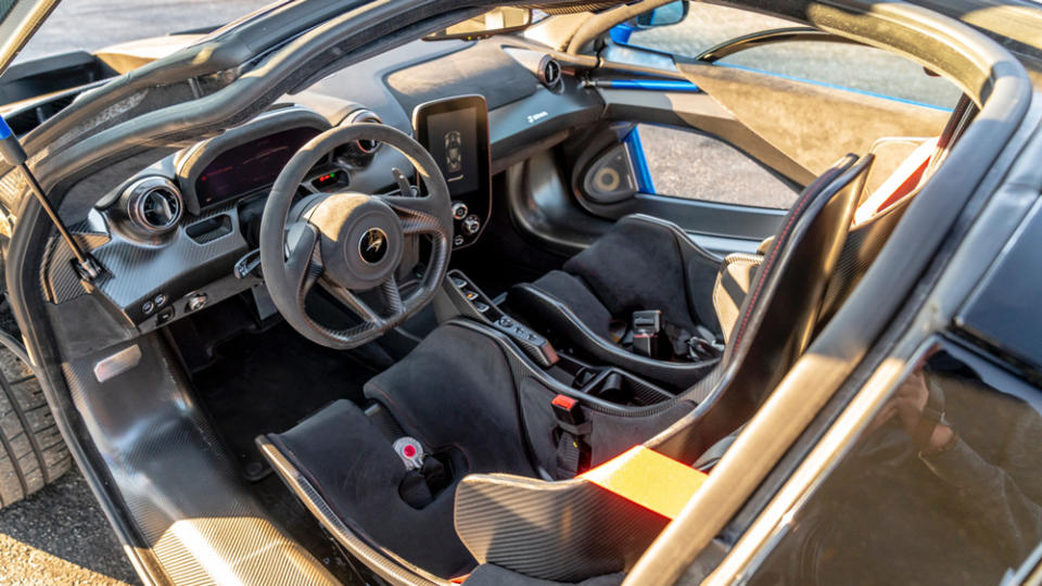 The interior features carbon-fiber seats in black Alcantara, and a seven-speaker Bowers & Wilkins audio system. - Credit: Photo: Courtesy of CollectingCars.com.