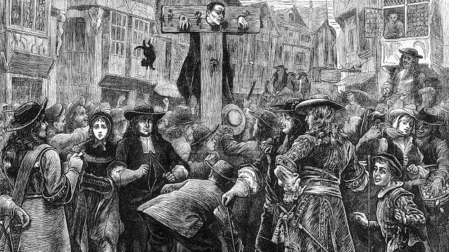 Titus Oates, el infame personaje que se inventó un supuesto complot católico contra el rey de Inglaterra (imagen vía bbc)