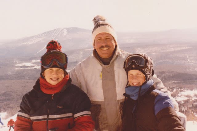 <p>Courtesy Josh & Seth Meyers</p> Josh and Seth with dad Larry on Loon Mountain, N.H., in 1983.