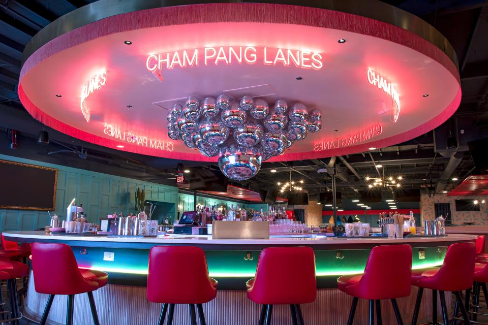 A view of the circular bar at Cham Pang Lanes in downtown Phoenix on Mar. 29, 2022.