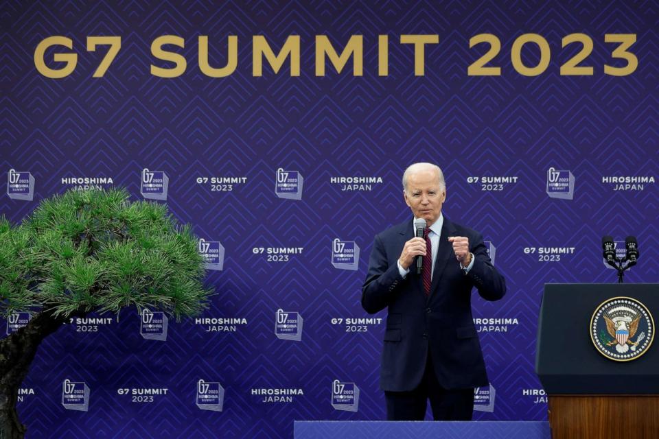 PHOTO: President Joe Biden speaks during a news conference following the Group of Seven (G7) leaders' summit in Hiroshima, western Japan, May 21, 2023. (Kiyoshi Ota/Pool Photo via AP, FILE)