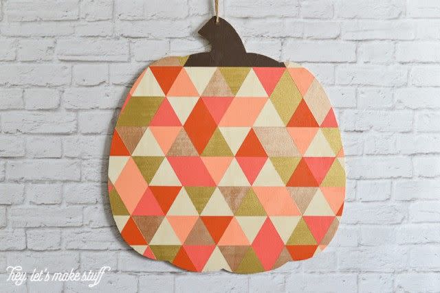 13) Geometric Wooden Pumpkins