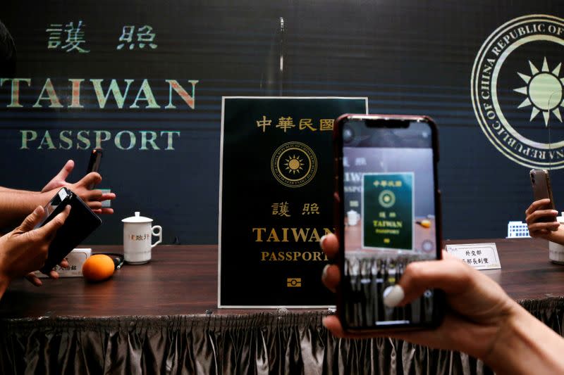 New Taiwan passport is displayed in Taipei