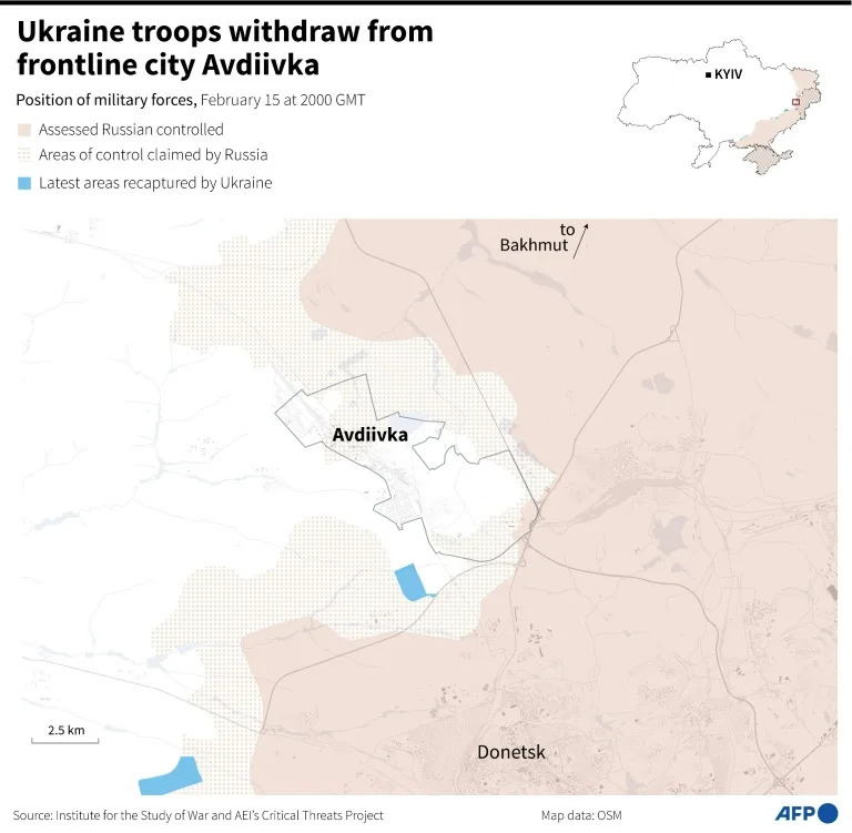 Ukraine troops withdraw from frontline city Avdiivka (Sylvie HUSSON)