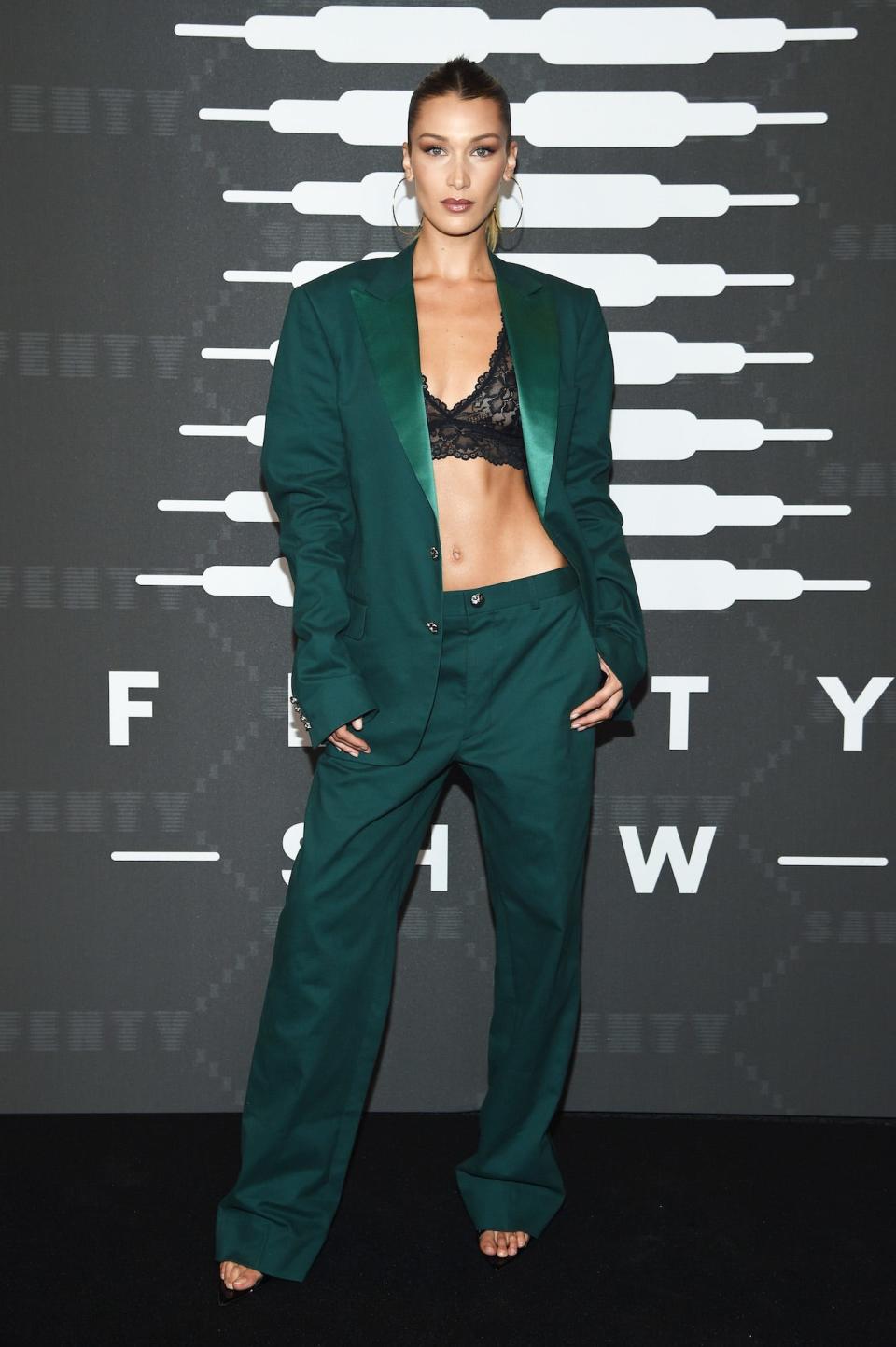 Bella Hadid at a Savage x Fenty fashion show on September 10, 2019.