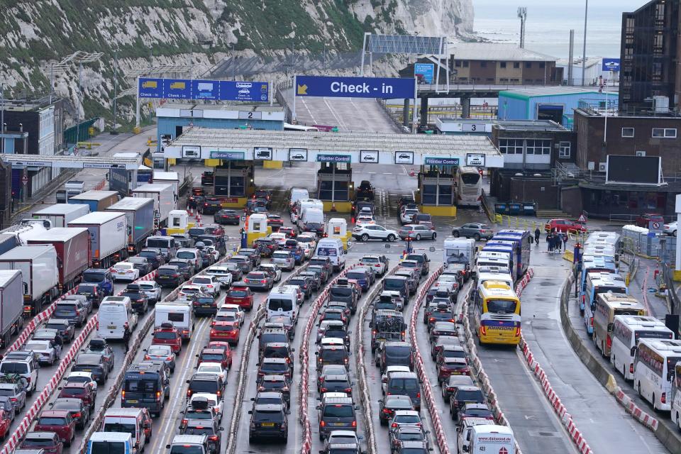 Traffic at the Port of Dover in Kent as the Easter getaway begins (Gareth Fuller/PA) (PA Wire)