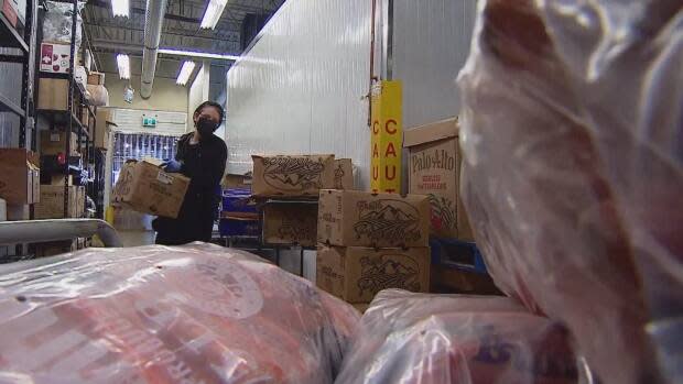 The Ismaili Muslim Community is on pace to exceed last year's food drive donation of 2,359 kilograms (5,200 pounds) with a major delivery to the Calgary Interfaith Food Bank on Monday. (CBC - image credit)