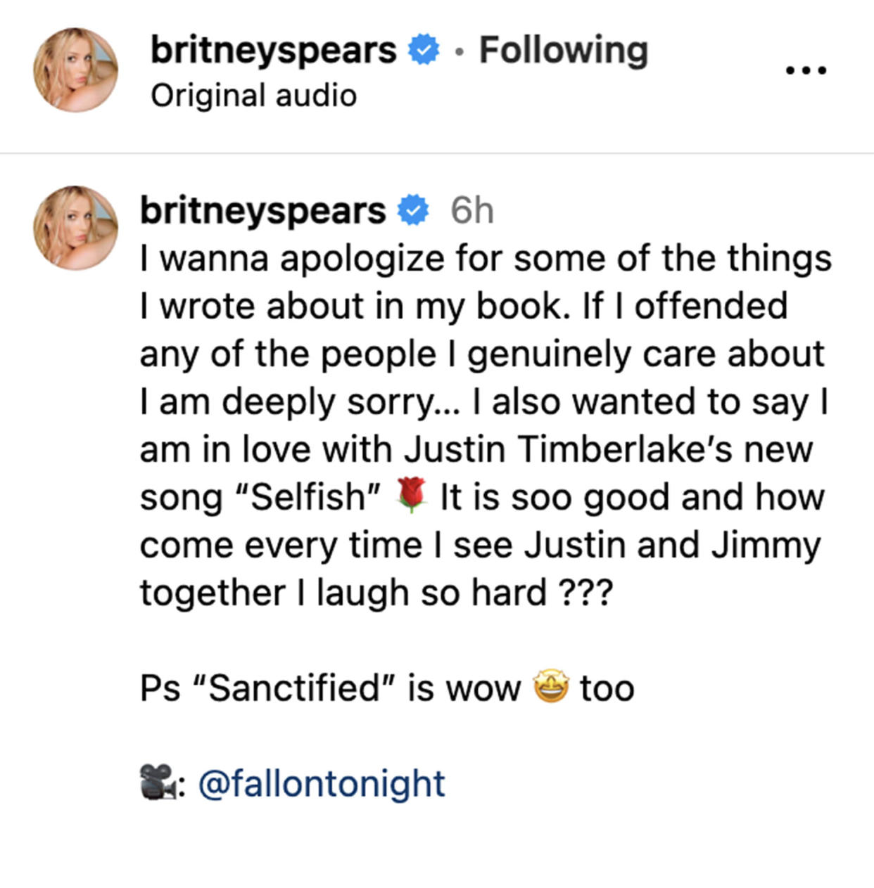 Britney Spears (@britneyspears via Instagram)