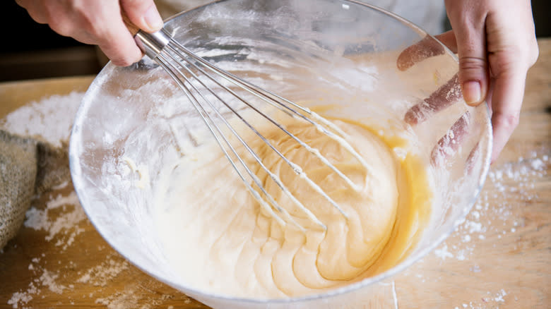 whisking cake batter