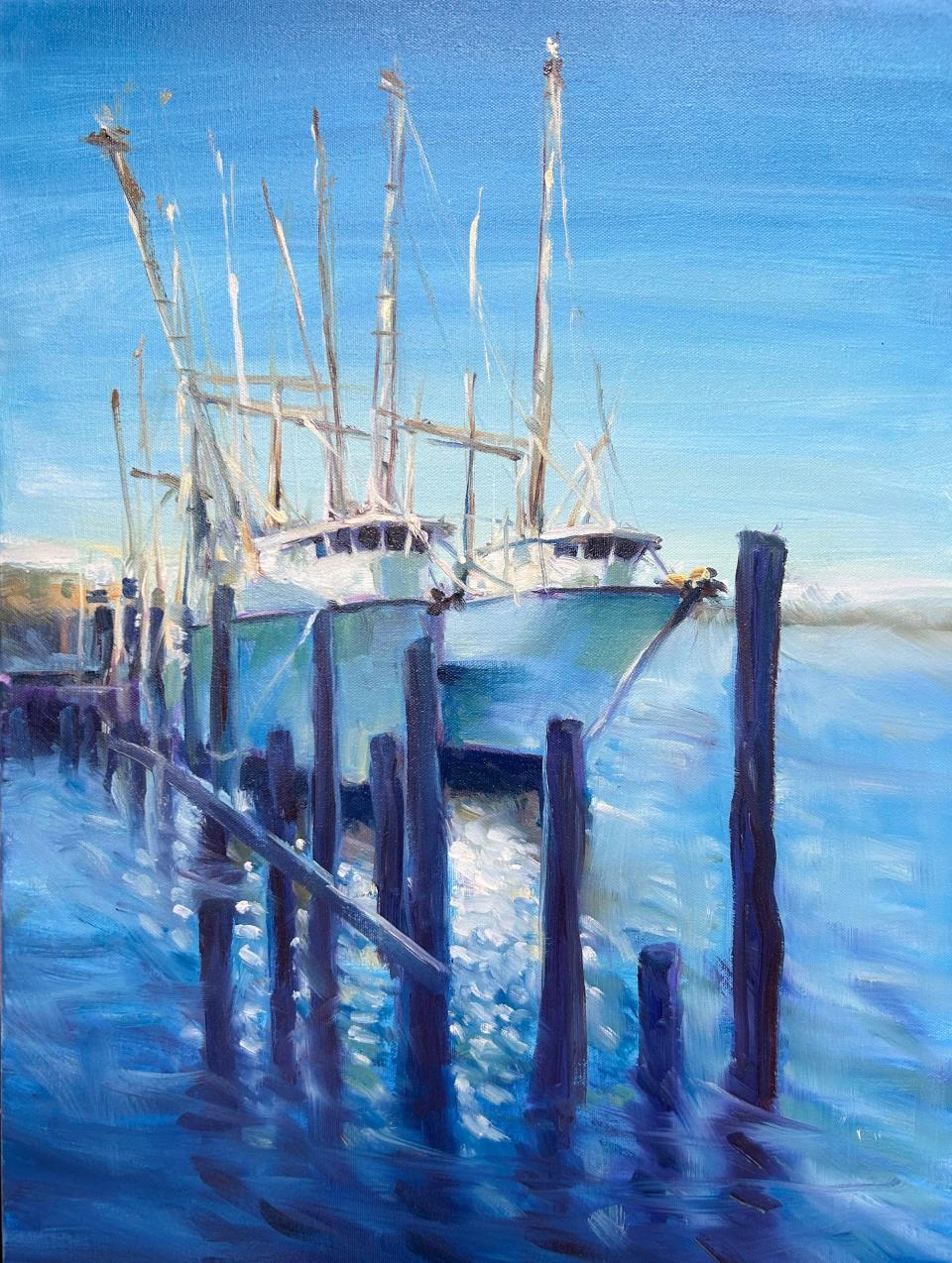 Sherry Whitney's Apalachicola Boats will be among artists at the Big Art Sale at Oven Park on March 15-16, 2024.