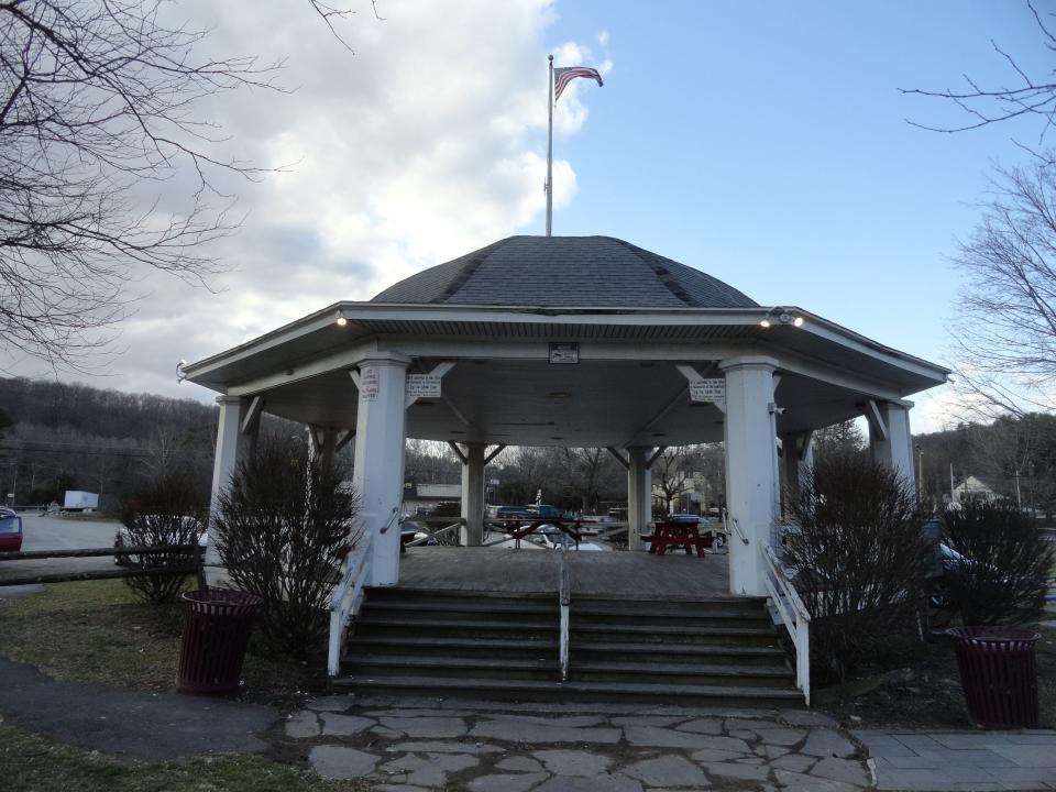 The octagonal, 40-foot wide Hawley bandstand was built in 1932, three years after the land was donated to the borough for Bingham Park. The park was designed by architect Christopher G. Ellingsen of Hawley, whose name the borough approved for the bandstand in 2022. The bandstand is enjoyed year-round and is seen as an iconic symbol of Hawley.