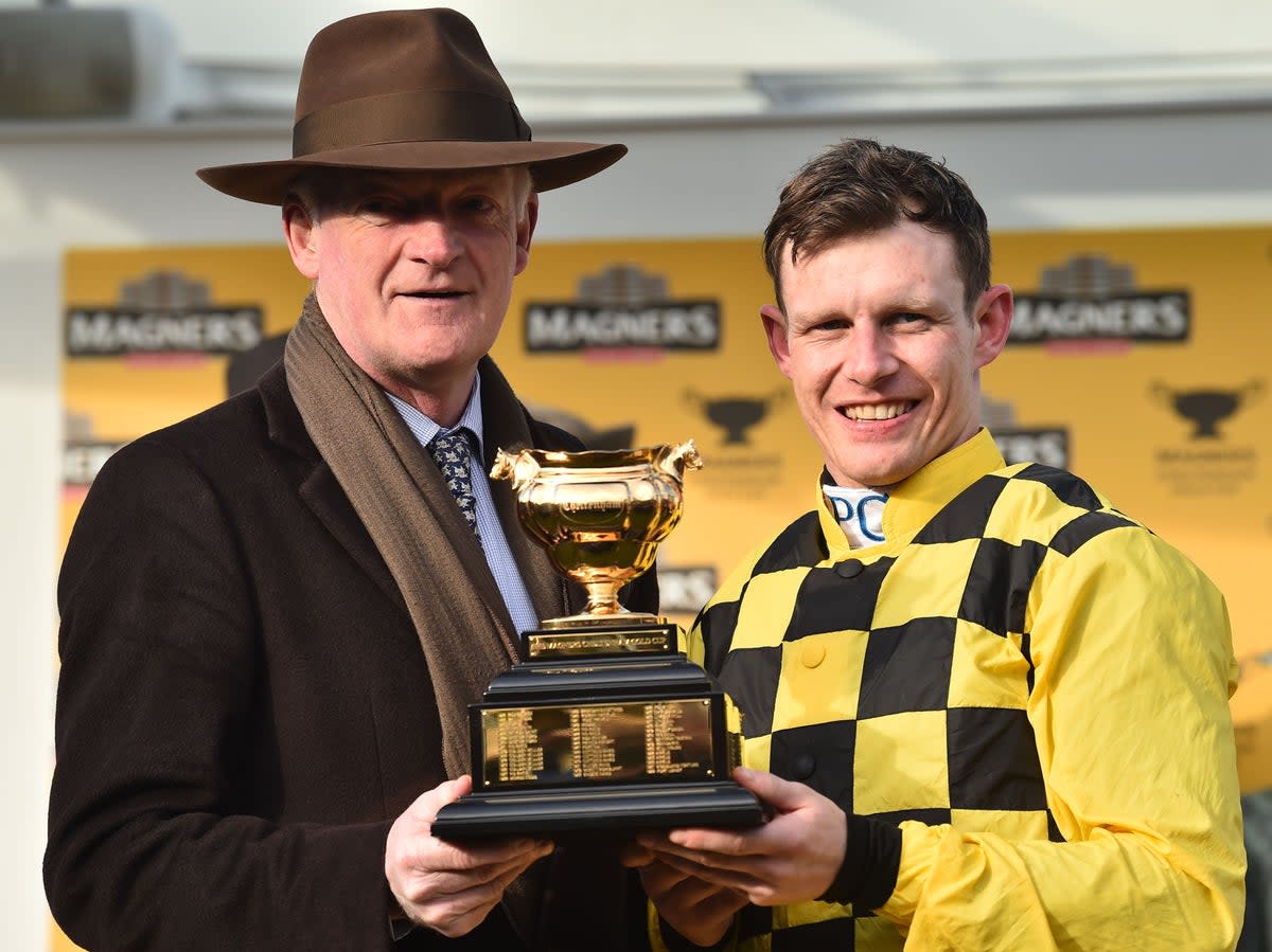Jockey Paul Townend, right, with Irish trainer Willie Mullins (AFP via Getty Images)
