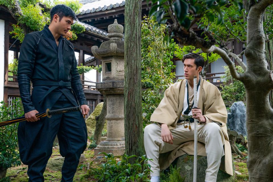 Snake Eyes (Henry Golding, left) learns the ways of the ninja from his new friend Tommy (Andrew Koji) in "Snake Eyes."