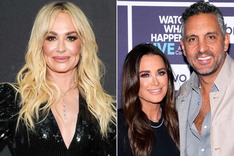 <p>Jason Mendez/Getty; Charles Sykes/Bravo/NBCU Photo Bank via Getty</p> Taylor Armstrong attends "Real Housewives Ultimate Girls Trip" season 2 New York premiere at The Bowery Hotel on June 21, 2022  (left) and Kyle Richards with Mauricio Umansky at "Watch What Happens Live with Andy Cohen" (right)