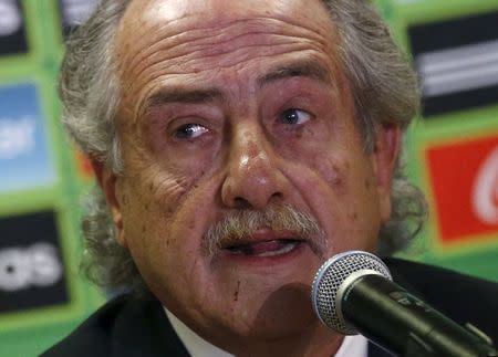 Mexican Football Federation (FMF) President Decio de Maria speaks to the media during a news conference in Mexico City July 28, 2015. REUTERS/Henry Romero