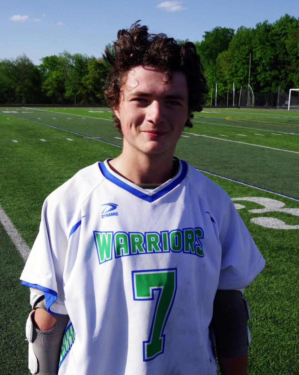 Michael Rapucci of Blue Hills, who scored the game winning goal in OT over Westport on Wednesday, May 17,  2023.