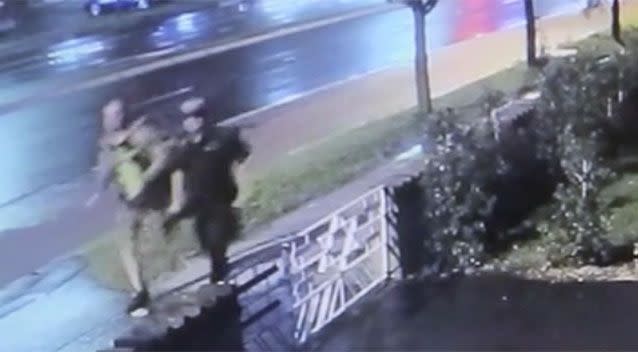 Two men can be seen in the footage running towards the victim. Source: NSW Police.