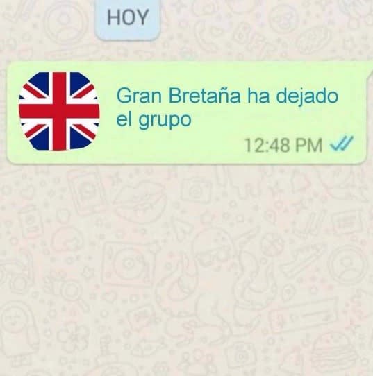 Así recibió España la noticia del Brexit en el Grupo de la Unión Europea en WhatsApp.