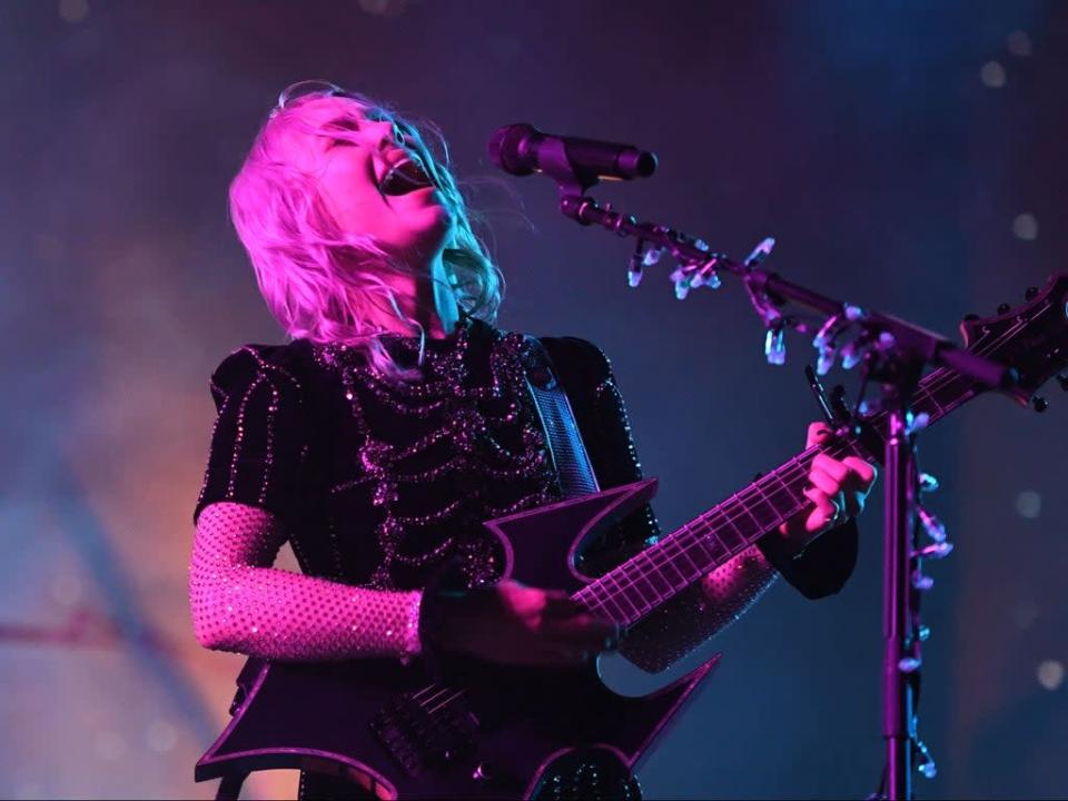 Phoebe Bridgers onstage at Coachella on Friday (15 April)   (AFP via Getty Images)