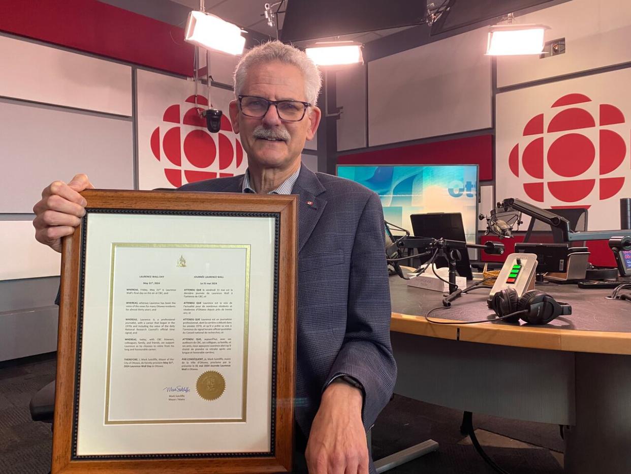 Ottawa Mayor Mark Sutcliffe declared May 31, 2024 to be 'Laurence Wall Day' in Ottawa. (Alan Neal/CBC - image credit)